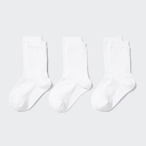 Gyerek Uniqlo Regular (Three Pairs) Zokni Fehér | VTOLK-7820