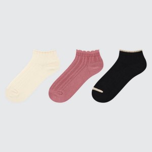 Gyerek Uniqlo Rövid (Three Pairs) Zokni Bézs Piros Fekete | TXIRE-9564