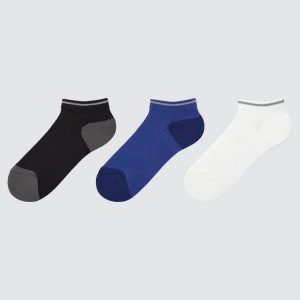 Gyerek Uniqlo Rövid (Three Pairs) Zokni Fekete Kék Fehér | HZVNW-1903