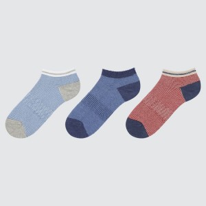 Gyerek Uniqlo Rövid (Three Pairs) Zokni Kék Piros | GCTQP-5678