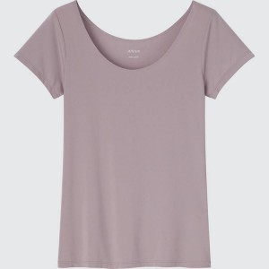 Női Uniqlo Airism Scoop Neck Póló Barna | KDCZX-9125