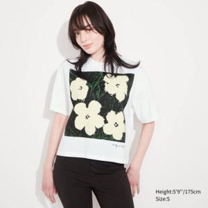 Női Uniqlo Andy Warhol Flowers Kollekciók Ut Grafika Póló Fehér | LJCIF-0285