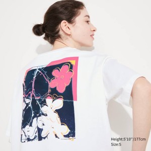 Női Uniqlo Andy Warhol Flowers Kollekciók Ut Grafika Póló Fehér | ZJRBE-1403