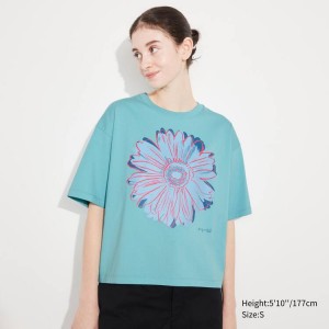 Női Uniqlo Andy Warhol Flowers Kollekciók Ut Grafika Póló Zöld | HSKQA-3074