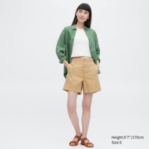 Női Uniqlo Chino Rövidnadrág Bézs | LSQTI-5462