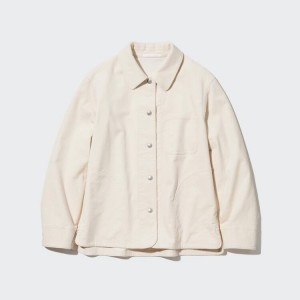 Női Uniqlo Corduroy Coverall Kabát Fehér | HEBZY-5387