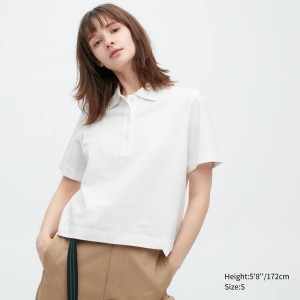 Női Uniqlo Cropped Relaxed Fit Rövid Sleeved Póló Fehér | VDZPQ-3864