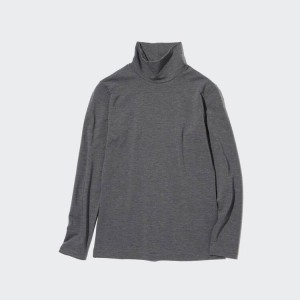 Női Uniqlo Heattech Extra Warm Pamut Turtleneck Long Sleeved Thermal Felsők Sötétszürke | VTIUQ-6351