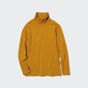 Női Uniqlo Heattech Extra Warm Pamut Turtleneck Long Sleeved Thermal Felsők Sárga | BJSKI-9527