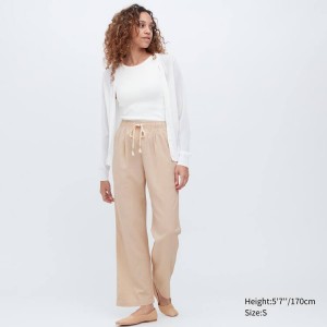 Női Uniqlo Linen Blend Easy Nadrág Bézs | TFCBR-4620