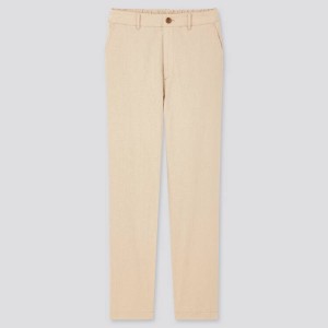 Női Uniqlo Linen Pamut Blend Tapered (2020 Season) Nadrág Bézs | GOYBR-7806