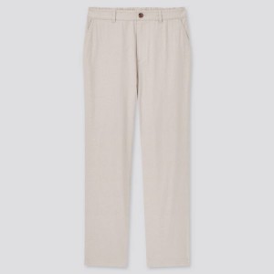 Női Uniqlo Linen Pamut Blend Tapered (2021 Season) Nadrág Bézs | ORILX-0982