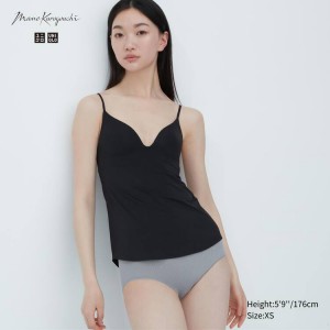 Női Uniqlo Mame Kurogouchi Airism Plunge Camisole Mellény Fekete | GVASZ-0328