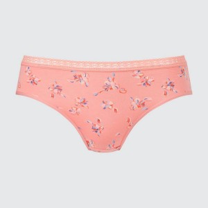 Női Uniqlo Mid Rise Flower Print Fehérnemű Világos Narancssárga | JYPTD-1746