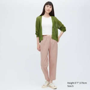 Női Uniqlo Pamut Relaxed Fit Ankle Length Nadrág Rózsaszín | BMWVX-4601