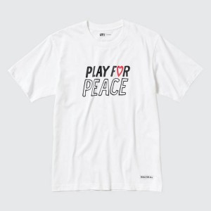 Női Uniqlo Peace For All Ut Grafika (Kei Nishikori) Póló Fehér | OGTHA-8431