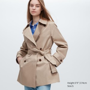 Női Uniqlo Rövid Trench Kabátok Bézs | NFKSP-6794