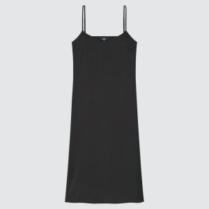 Női Uniqlo Satin Camisole Ruha Fekete | LGUHJ-8397