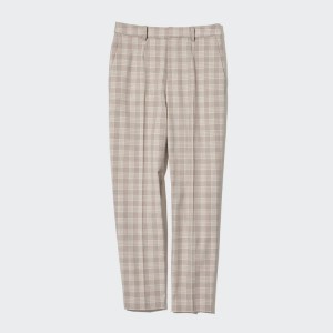 Női Uniqlo Smart Checked Ankle Length Nadrág Bézs | XAYQU-3149