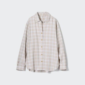 Női Uniqlo Soft Brushed Checked Long Sleeved Ingek Világos Szürke | RNGJE-2754