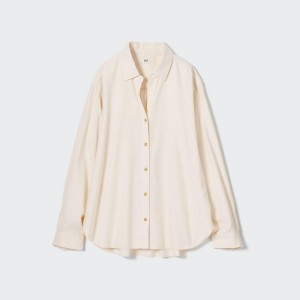 Női Uniqlo Soft Brushed Long Sleeved Ingek Fehér | FGQRY-7826