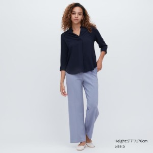 Női Uniqlo Stretch Egyenes Leg Nadrág Kék | AKQMI-4960