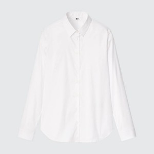 Női Uniqlo Supima Pamut Stretch Broadcloth Long Sleeved Ingek Fehér | MRPAW-2486