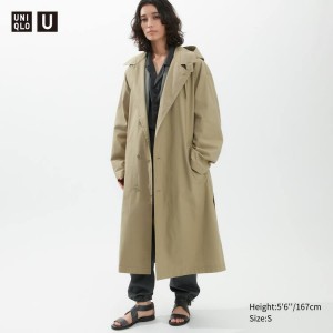 Női Uniqlo U Csuklyás Long Kabátok Khaki | AFZJD-5347