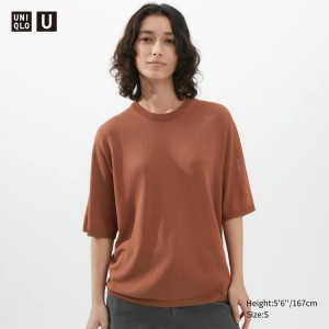 Női Uniqlo U Kötött Kötöttáru Barna | BAXJU-3276