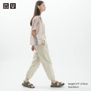 Női Uniqlo U Redőzött Jogger Nadrág Bézs | PIUWL-1379