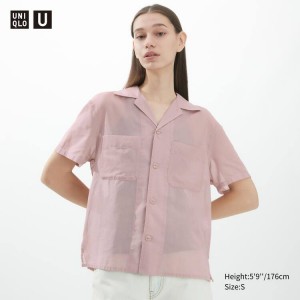 Női Uniqlo U Sheer Rövid Sleeved Ingek Rózsaszín | SMLVF-0916