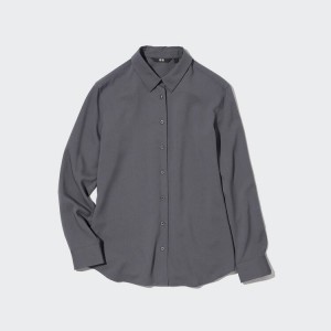 Női Uniqlo Viscose Long Sleeved Blúz Szürke | MGKHW-5736