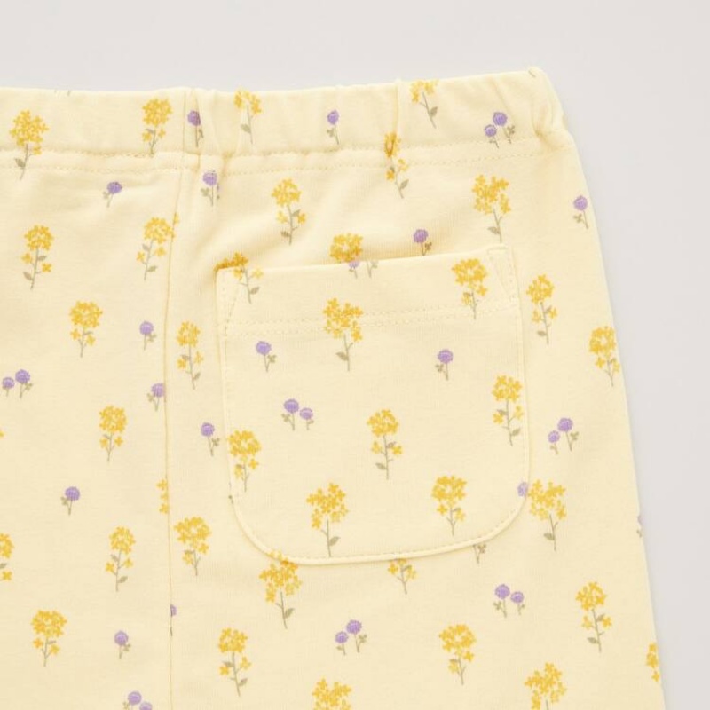 Baba Uniqlo Flower Print Leggings Sárga | XYVBA-1760