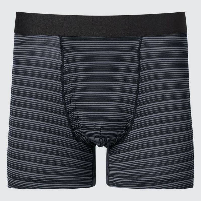 Férfi Uniqlo Airism Csíkos Boxers Fehérnemű Fekete | JTIYE-2437