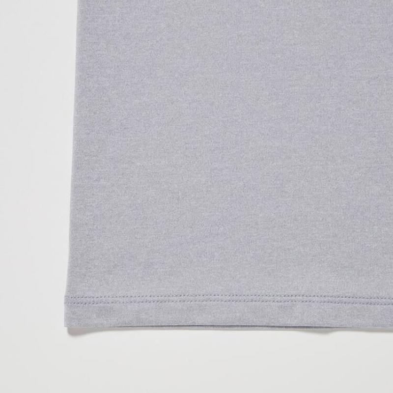 Férfi Uniqlo Airism Heather Crew Neck Rövid Sleeved Póló Világos Szürke | QXISO-9015