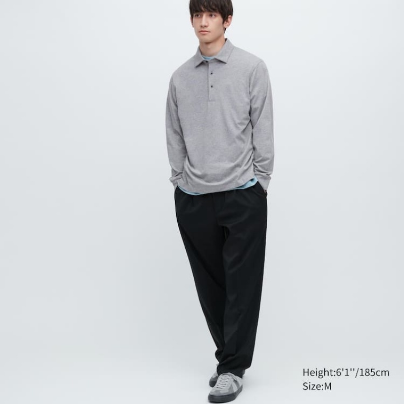 Férfi Uniqlo Airism Long Sleeve Pólóing Szürke | GSQPL-3624