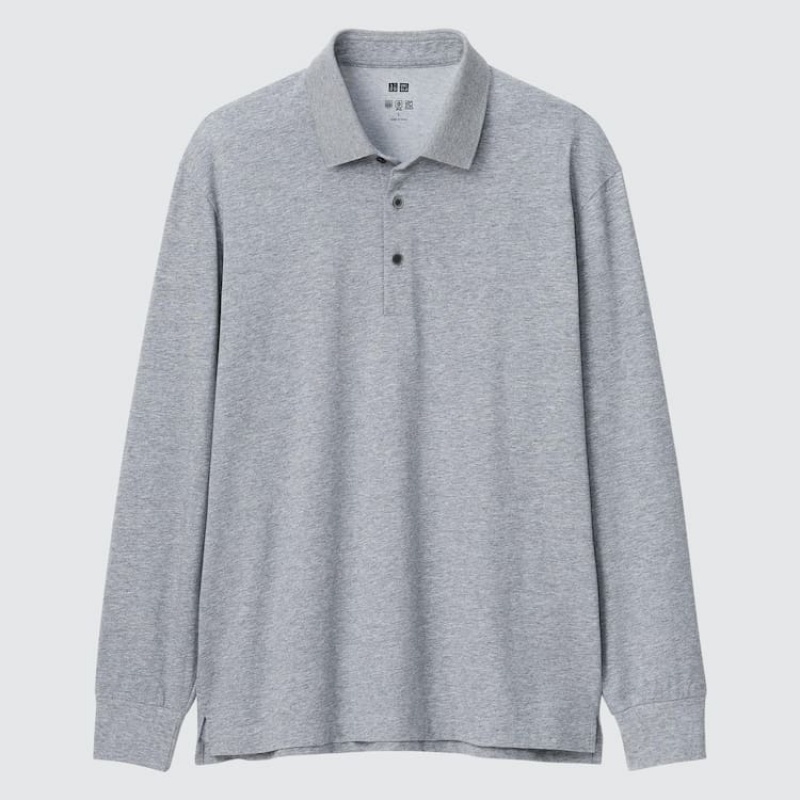 Férfi Uniqlo Airism Long Sleeved Pólóing Szürke | QZXNI-8925