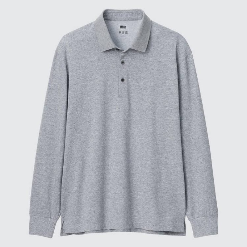 Férfi Uniqlo Airism Long Sleeved Pólóing Szürke | DEFUQ-8509