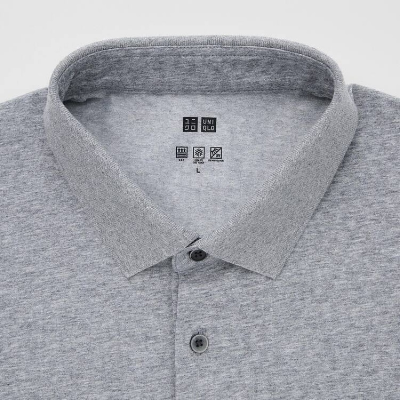 Férfi Uniqlo Airism Long Sleeved Pólóing Szürke | DEFUQ-8509