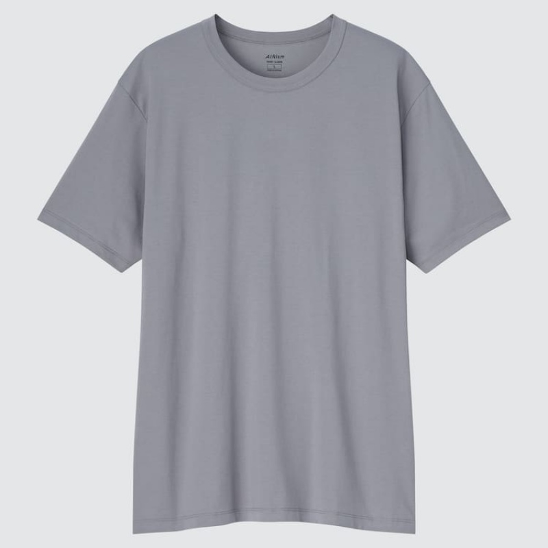 Férfi Uniqlo Airism Pamut Crew Neck Póló Szürke | JEVYH-7620