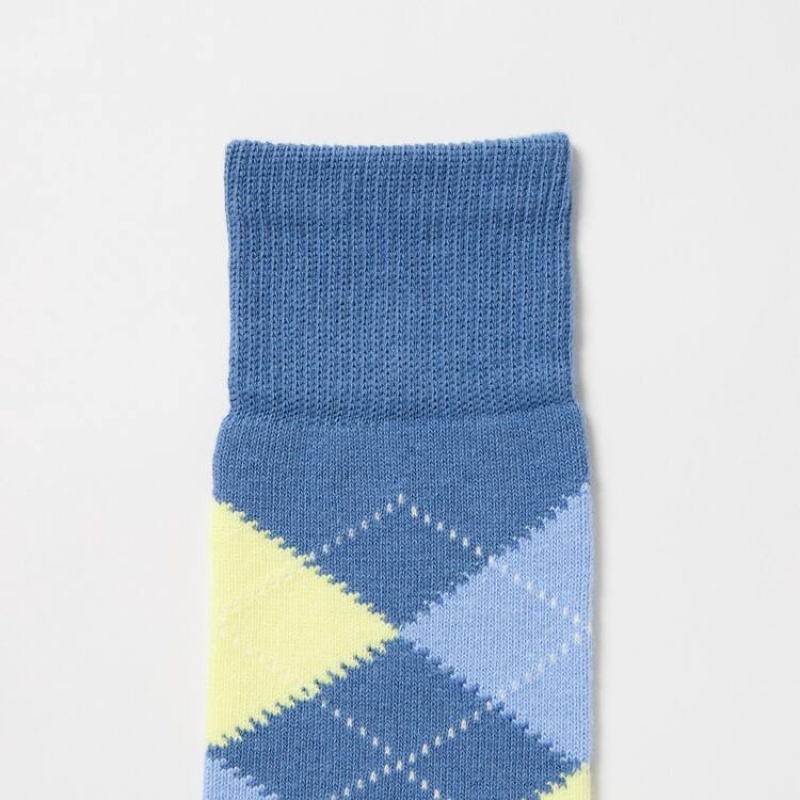 Férfi Uniqlo Argyle Patterned Zokni Kék | VEZFU-5628