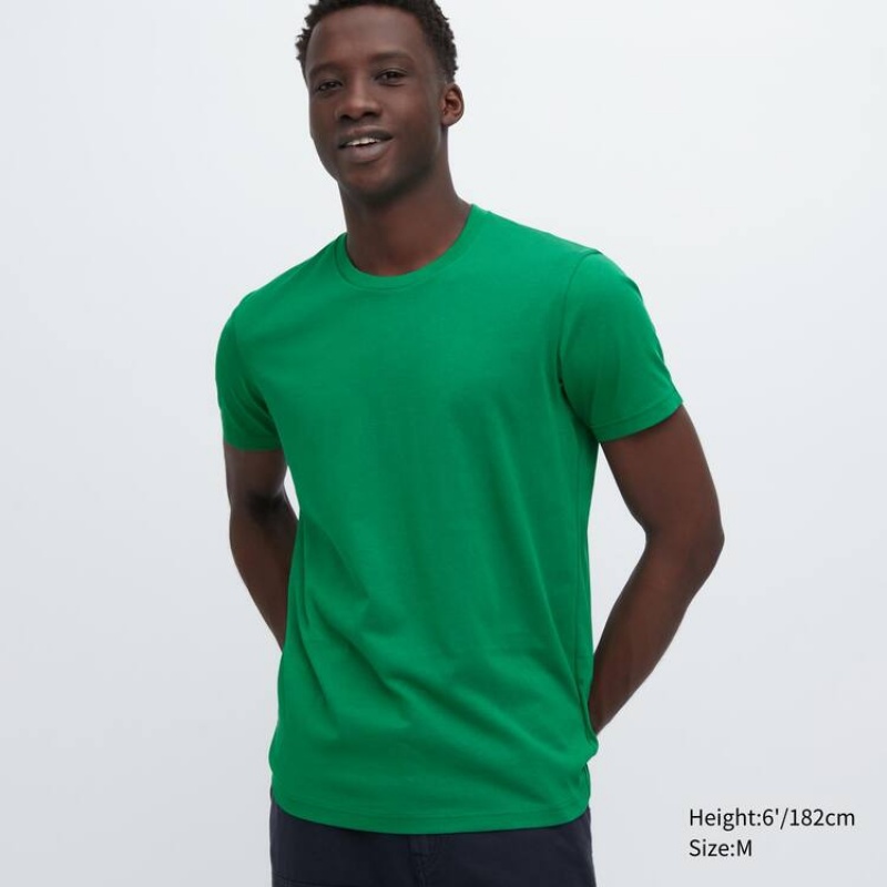 Férfi Uniqlo Dry Colour Crew Neck Rövid Sleeved Póló Zöld | ZBKIP-4367