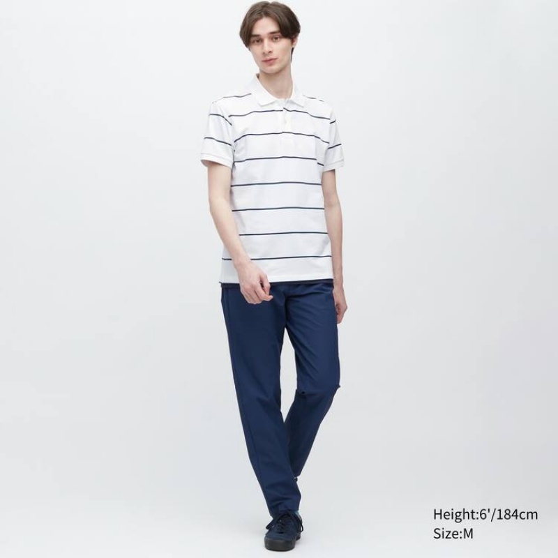 Férfi Uniqlo Dry Piqué Csíkos Pólóing Fehér | KBSXG-5879