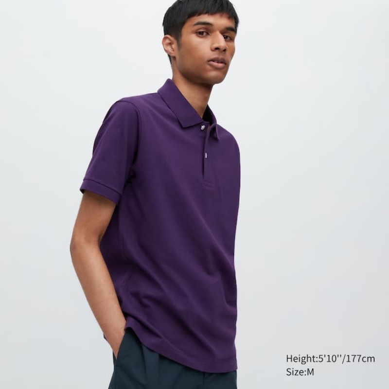 Férfi Uniqlo Dry Piqué Pólóing Lila | AFOVJ-1495