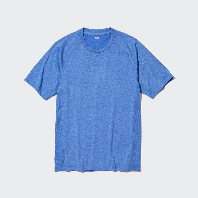 Férfi Uniqlo Dry-ex Crew Neck Rövid Sleeved Póló Kék | NLMGB-4018