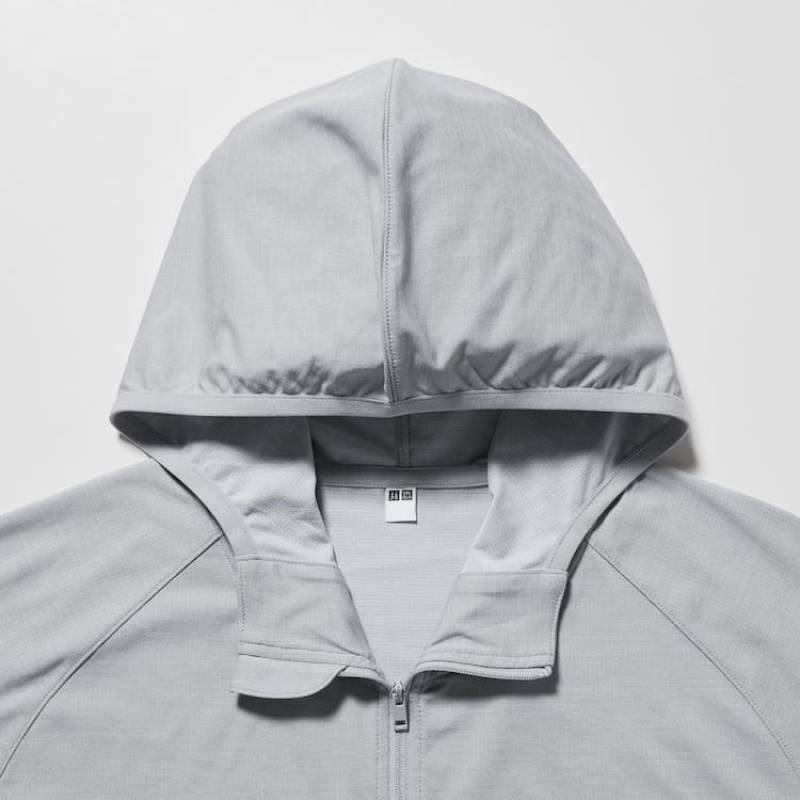 Férfi Uniqlo Dry-ex Uv Protection Zipped Pulóverek Világos Szürke | TCHKJ-0916