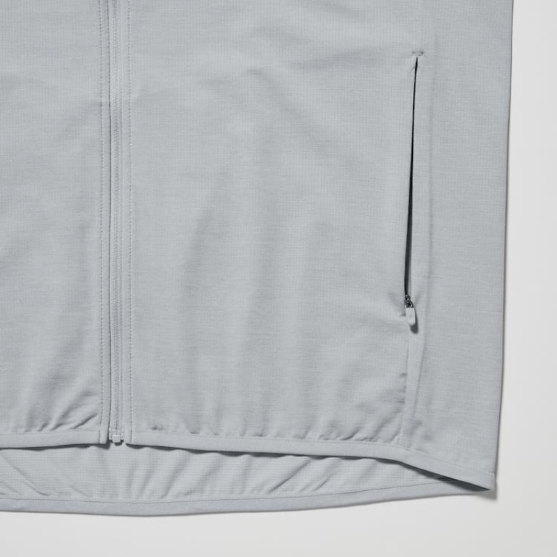 Férfi Uniqlo Dry-ex Uv Protection Zipped Pulóverek Világos Szürke | TCHKJ-0916