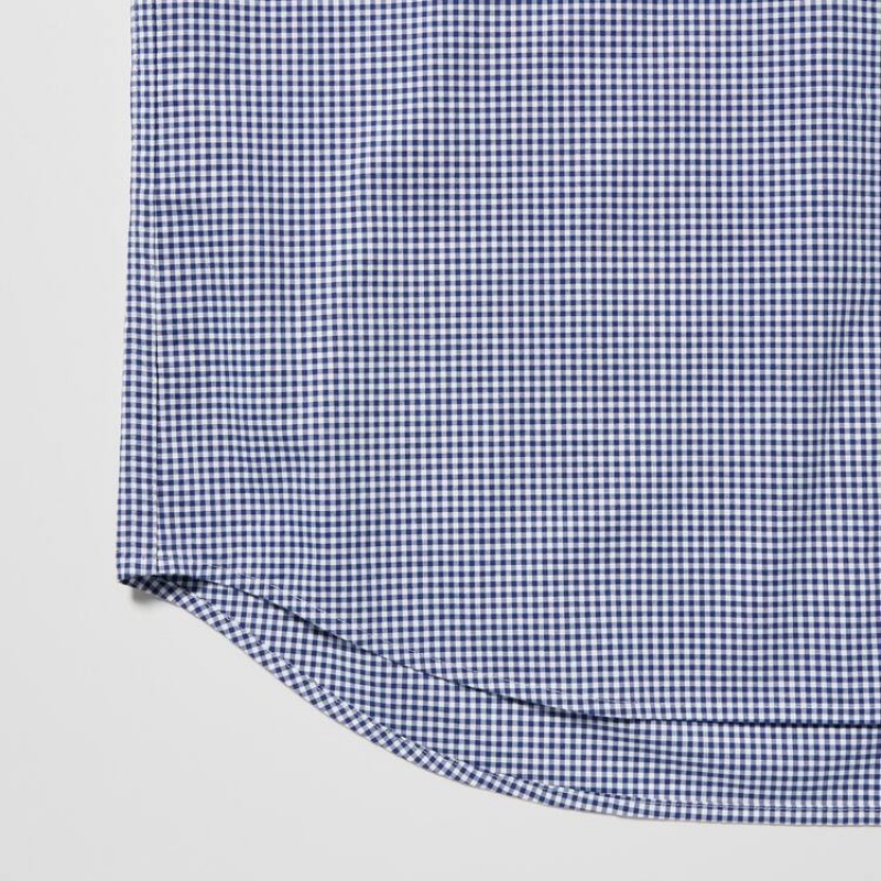 Férfi Uniqlo Extra Fine Pamut Broadcloth Long Sleeve Ingek Kék | KZMCE-8325