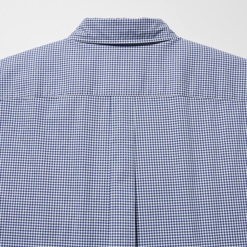 Férfi Uniqlo Extra Fine Pamut Broadcloth Long Sleeve Ingek Kék | KZMCE-8325