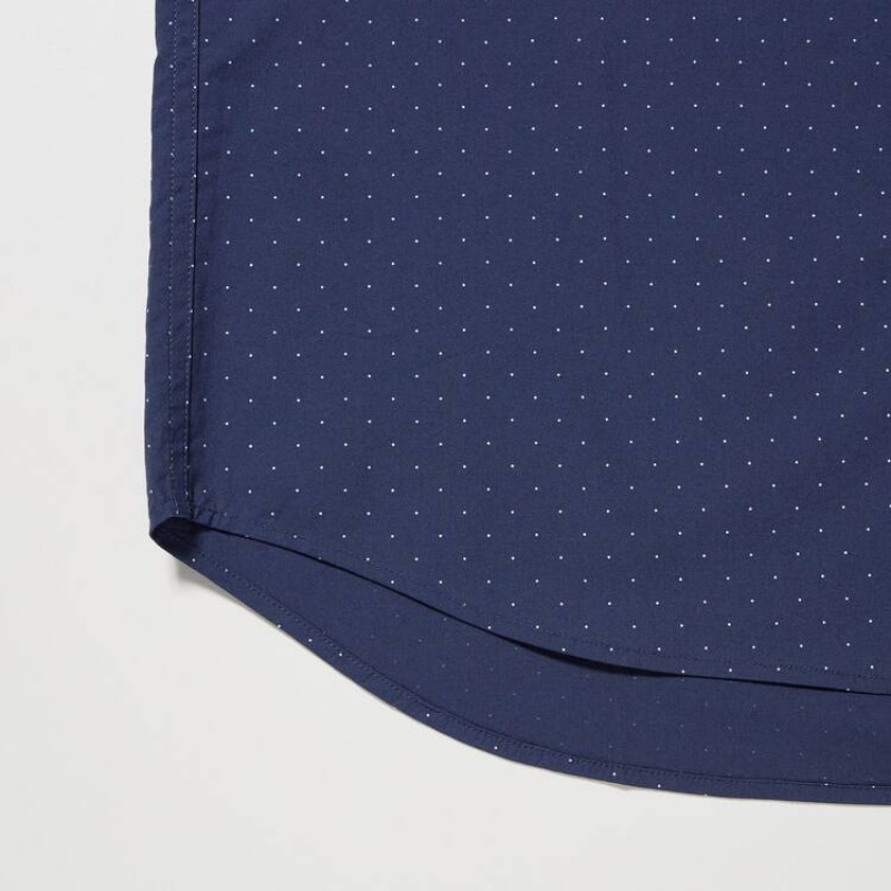 Férfi Uniqlo Extra Fine Pamut Broadcloth Regular Fit Printed (Regular Collar) Ingek Kék | QGOZM-2109